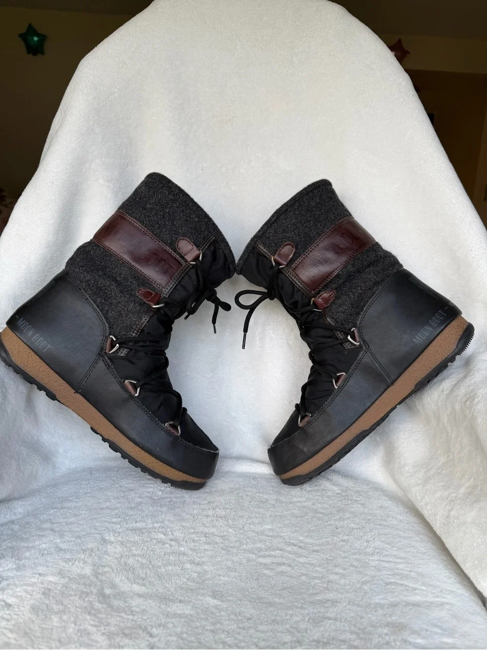 Tecnica We Vienna Felt Moon Boot Waterproof Insulated Wool Black Brown Size 7